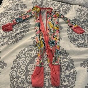 Little Sleepies 3-6 month zippy in peony print.
